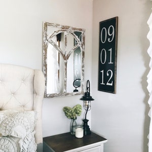 ANNIVERSARY DATE - framed wooden sign | farmhouse bedroom wall decor | wedding sign | birthday sign | anniversary sign | painted sign