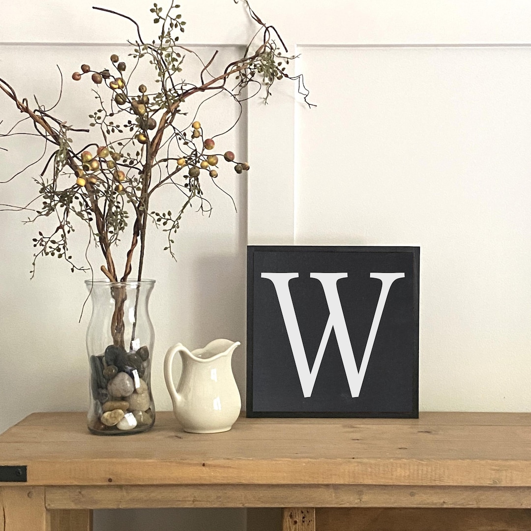 CUSTOM INITIAL LETTER - Solid Wood Framed Sign | Shabby Chic Farmhouse ...