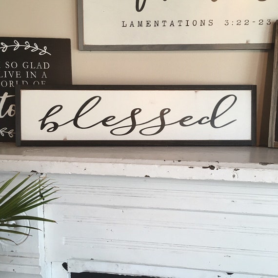 BLESSED sign 6"X24" | distressed wooden sign | painted wall art | country farmhouse decor | autumn fall decor | shabby chic