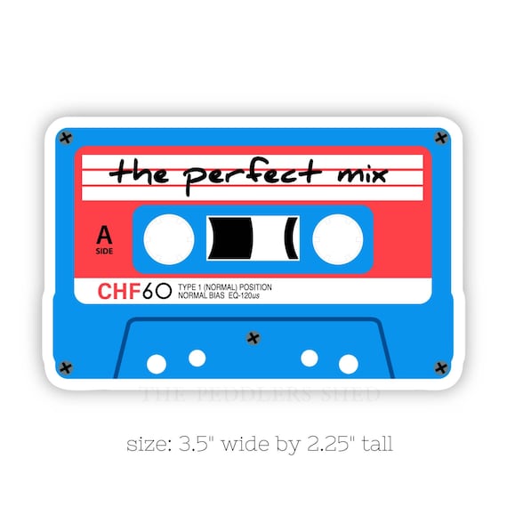 THE PERFECT MIX cassette tape vinyl sticker | water bottle sticker, laptop sticker, thermos sticker, music sticker, 80s addict, eighties