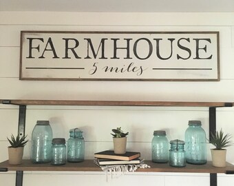 FARMHOUSE 1'X4' sign | distressed shabby chic painted wooden sign | painted wall art | rustic farm décor | wooden plaque