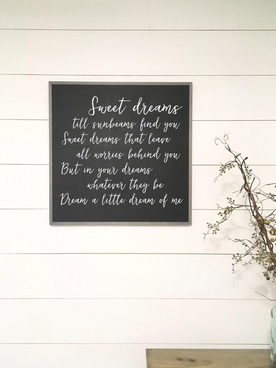 DREAM A LITTLE DREAM Of Me 2'x2' sign | distressed shabby chic painted wooden sign | song quote plaque | farmhouse decor wall art