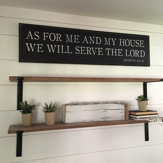 AS FOR Me And My House We Will Serve The Lord 1'X4' sign | distressed shabby chic painted wooden sign | painted wall art | Joshua