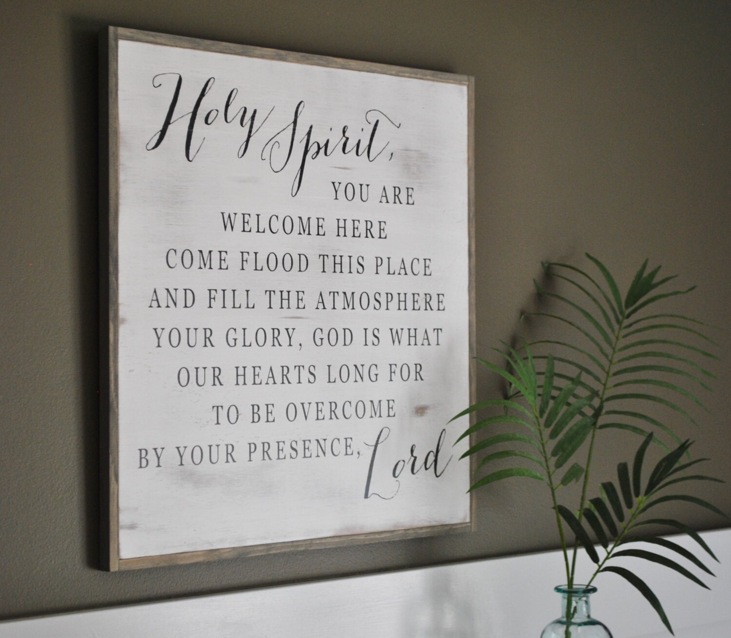 Holy Spirit 2 X2 Inspirational Wall Art Distressed Shabby Holy Spirit 2 X2 Inspirational Wall Art Distressed Shabby Chic Decor Farmhouse Style Design Framed Wooden Plaque