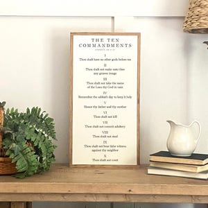 THE TEN COMMANDMENTS sign 12&quot; x 23&quot; | Exodus 20:3-17 | rustic wall decor, painted Bible Verse Wall Plaque, Scripture Sign, Living Room Sign