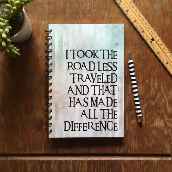 ROAD LESS TRAVELED Journal | 5.5" x 8.5" | perfect for journaling, sketching, bible studies, sermon notes | soft cover spiral notebook