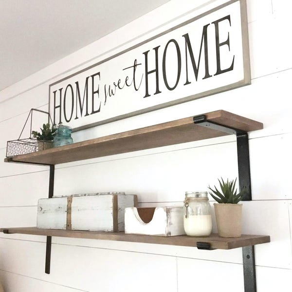 HOME SWEET HOME wooden framed sign | shabby chic wood signs | painted wall art | elegant farmhouse decor | entryway sign | Living Room Sign