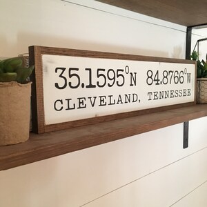 LATITUDE LONGITUDE coordinates 6"x24" sign | distressed shabby chic wooden sign | painted wall art | farmhouse decor | graduation gift