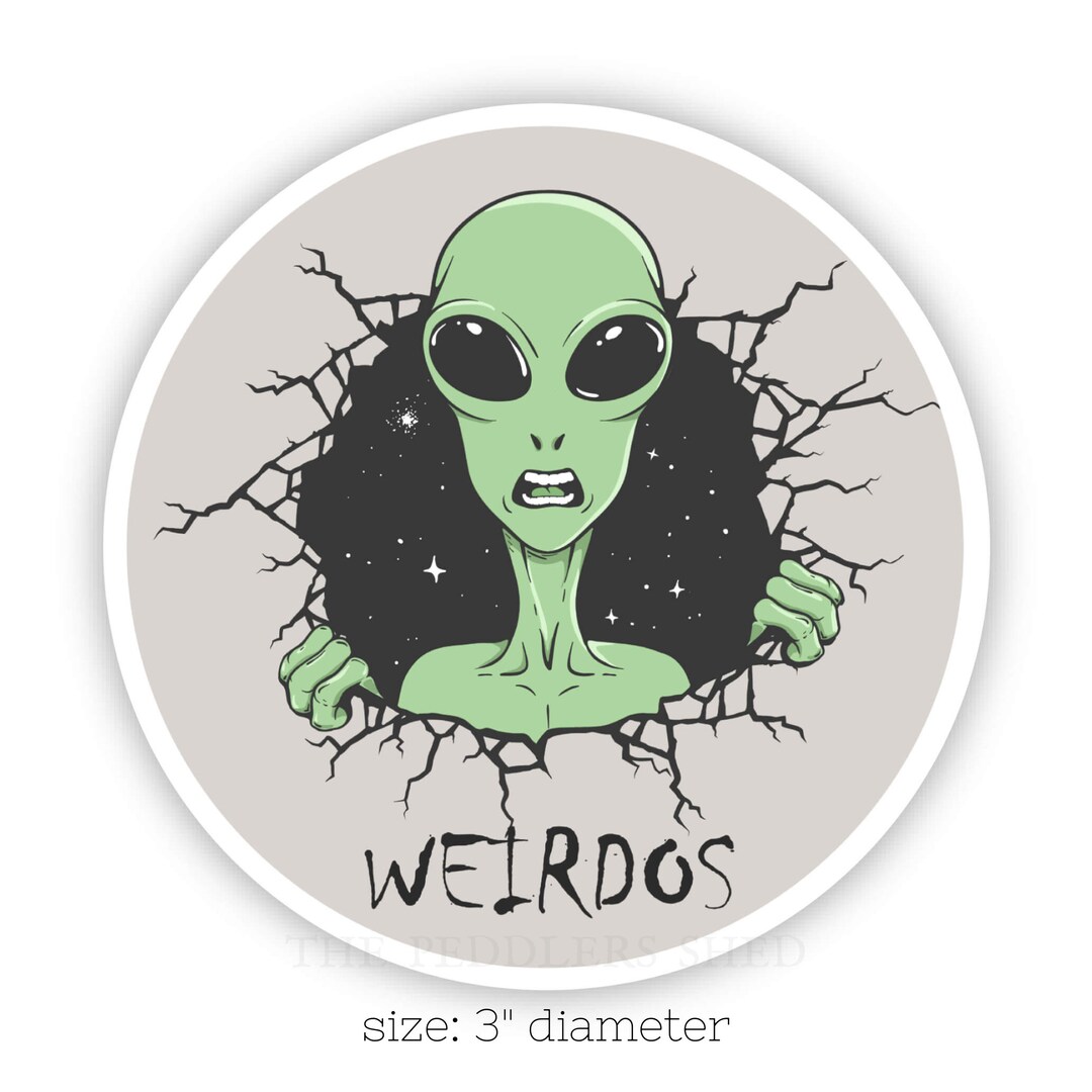 ALIEN WEIRDOS Vinyl Sticker Water Bottle Sticker, Vehicle Sticker ...
