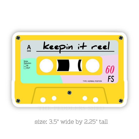 KEEPIN IT REEL cassette tape vinyl sticker | water bottle sticker, laptop sticker, thermos sticker, music sticker, 80s addict, eighties