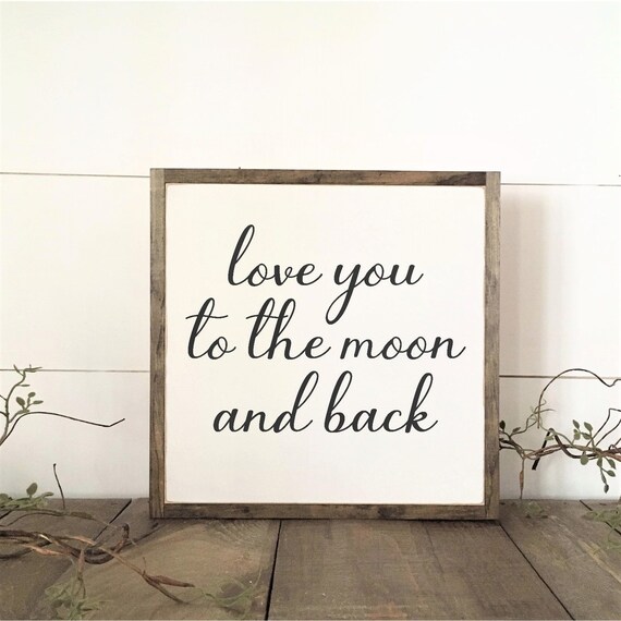 TO THE MOON 1'X1' sign | distressed wooden sign | painted wall art | elegant farmhouse decor | love you to the moon and back | nursery book