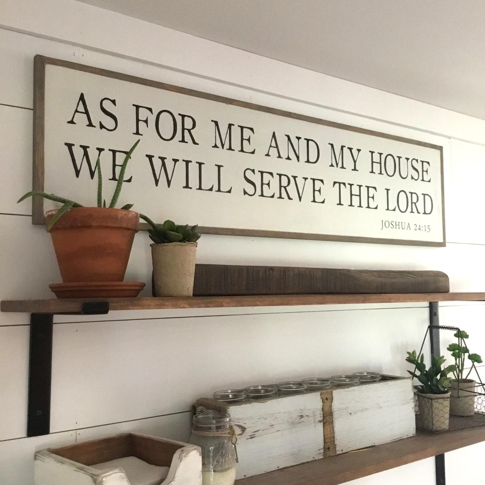 AS FOR Me And My House We Will Serve The Lord - wooden sign | Scripture wood sign | painted Bible verse farmhouse wall art | Joshua 24:15 |