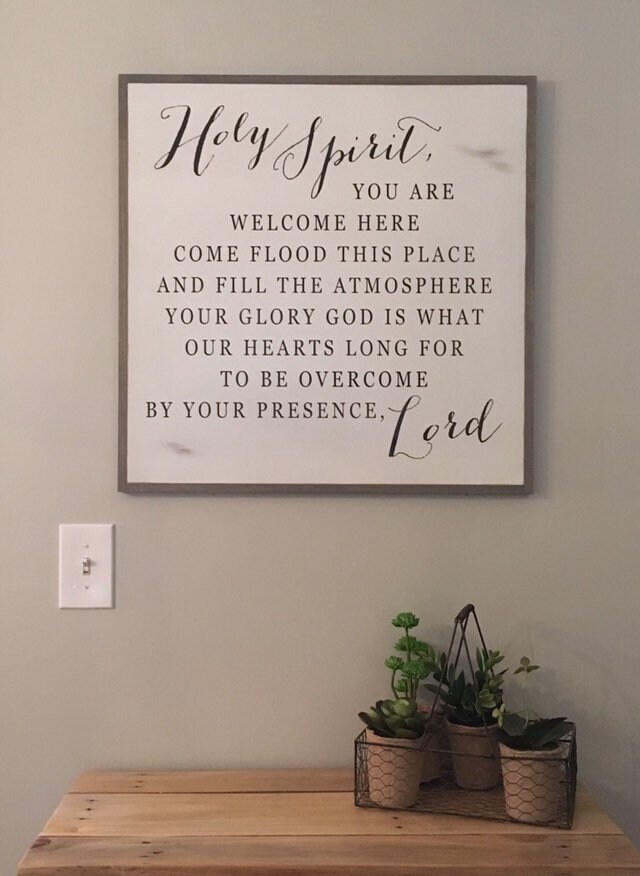 Holy Spirit 2 X2 Sign Inspirational Wall Art Distressed Shabby Chic Decor Farmhouse Style Design Framed Wooden Plaque - Inspirational Wall Decor Plaques Holy Spirit 2 X2 Sign Inspirational Wall Art Distressed Shabby Chic Decor Farmhouse Style Design Framed Wooden Plaque - Inspirational Wall Decor Plaques