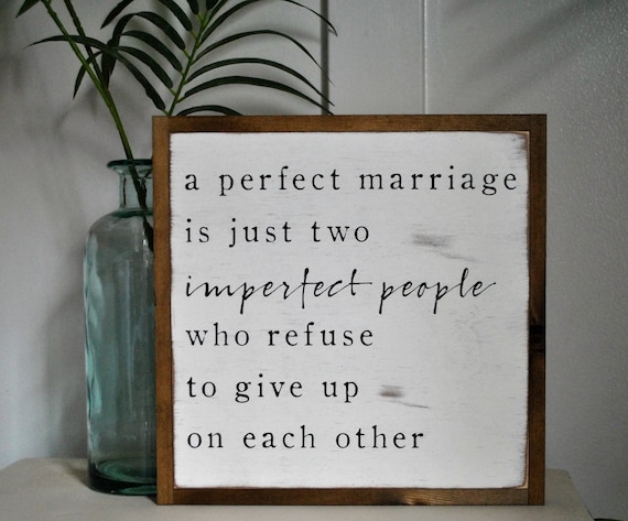 PERFECT MARRIAGE 1'X1' wood sign | distressed wooden sign | painted art | elegant farmhouse decor | wedding anniversary gift