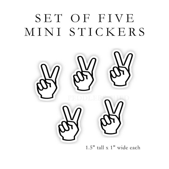 SET OF FIVE peace fingers vinyl stickers | 5 stickers | laptop stickers, yeti stickers, hydroflask stickers, e-reader decal, mini stickers