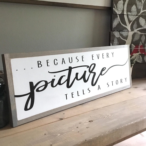 Handmade Framed Wood Sign: Gallery Wall Decor (8"x23")