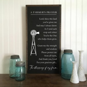 A FARMERS PRAYER 12&quot; X 23&quot; sign | shabby chic wooden sign | elegant country farmhouse decor | farmer&#39;s prayer | farm gift | Living Room Sign
