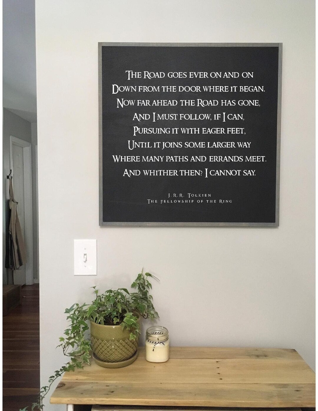 THE ROAD Wooden Sign J.R.R. Tolkien Quote Distressed Wooden Wall Plaque