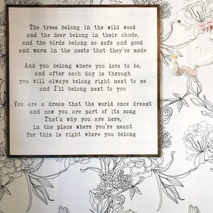 YOU BELONG HERE wooden nursery sign | child&#39;s bedroom sign | farmhouse inspired wall art | book quote | painted wall decor | adoption gift