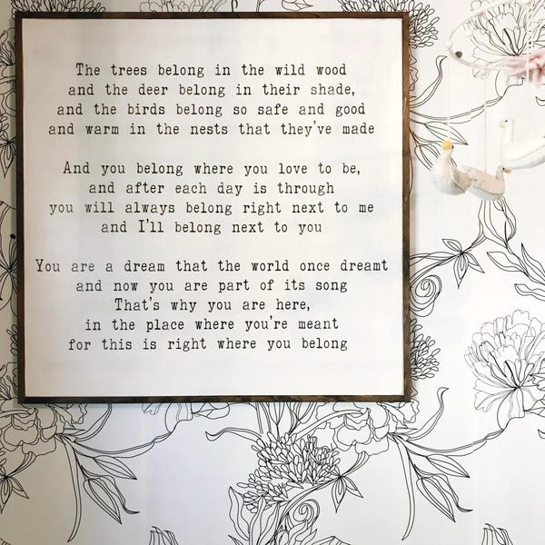 You Belong Here Nursery Sign: Farmhouse Wooden Wall Art