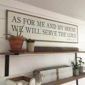 AS FOR Me And My House We Will Serve The Lord 1'X4' sign | distressed shabby chic wooden sign | painted wall art | Joshua 24:15