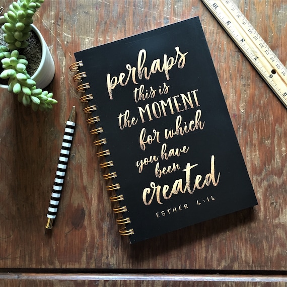 THE MOMENT Journal | 5.5" x 8.5" | perfect for journaling, sketching, bible studies + sermon notes, soft cover spiral notebook | Esther 4:14