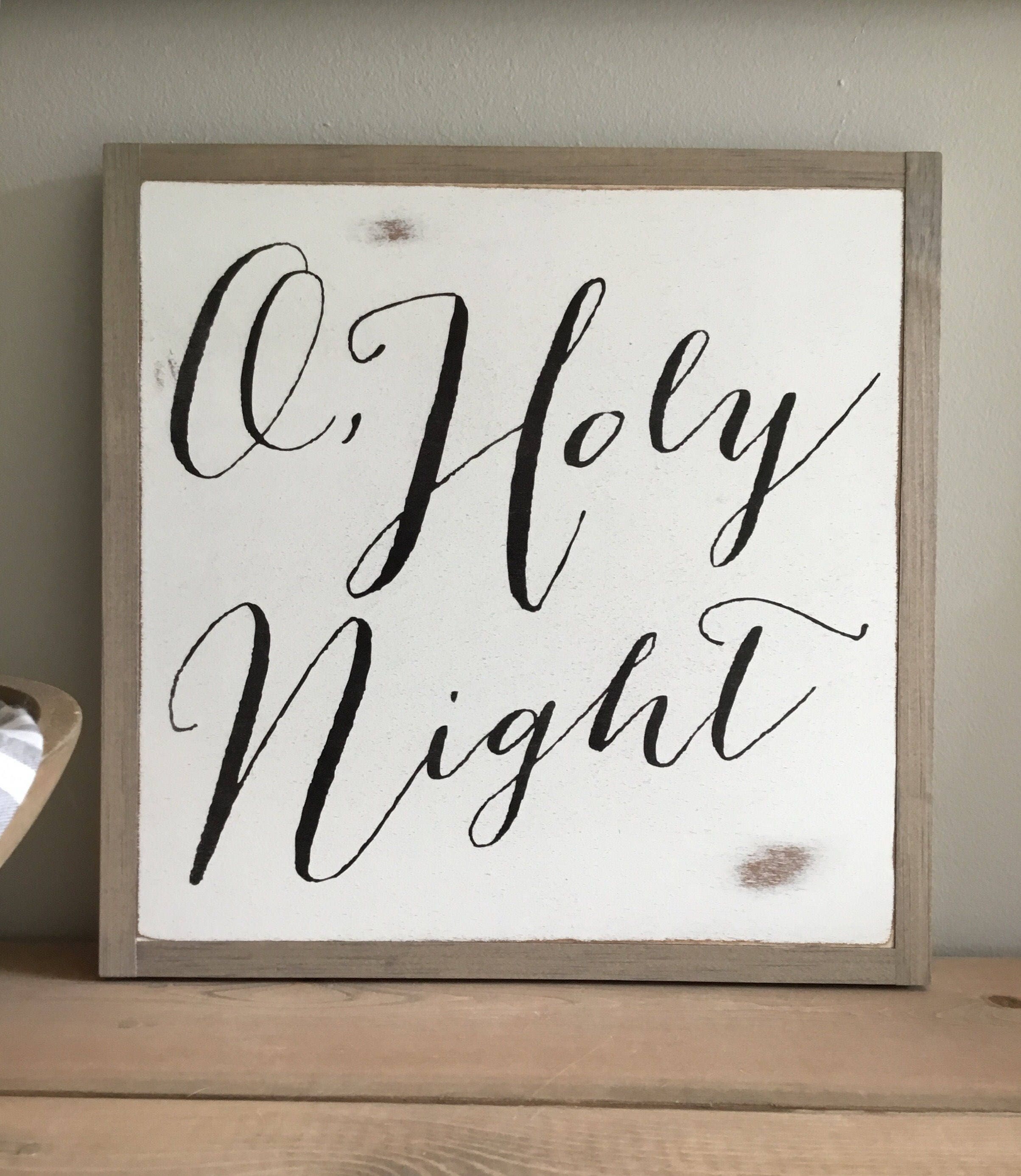 Oh Holy Night with Nativity, 11x11 inch Wood Sign