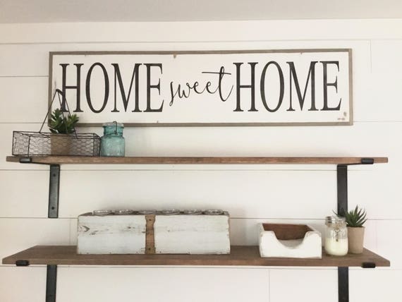 HOME SWEET HOME 1'X4' sign | distressed shabby chic wooden sign | painted wall art | elegant farmhouse decor