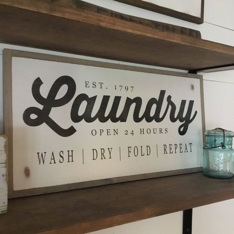 LAUNDRY Sign 1'X2' Washroom Wall Decor Distressed Etsy