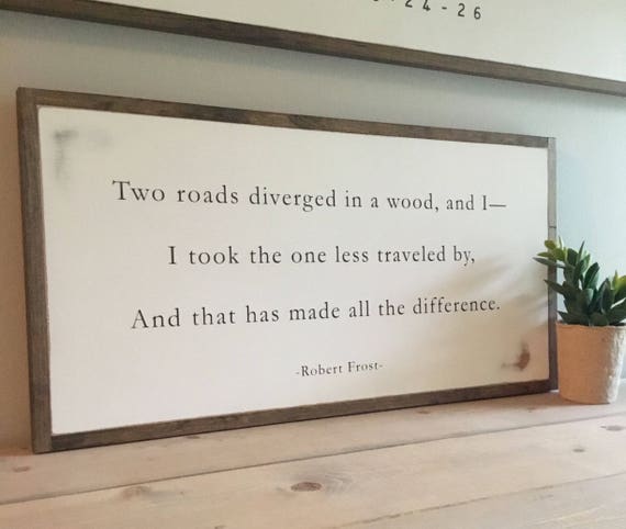 ROAD LESS TRAVELED 1'X2' Robert Frost poem | distressed rustic wall decor | wooden wall plaque | urban farmhouse sign | wood sign