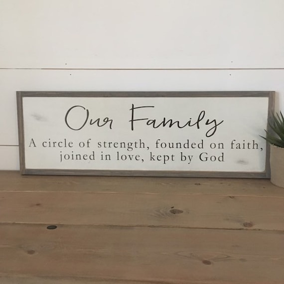 OUR FAMILY sign 8"x24" | distressed shabby chic painted wooden | painted wall art | farmhouse inspired decor