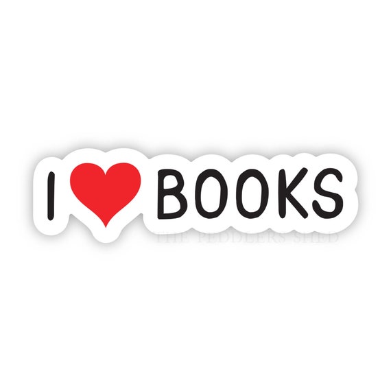 I LOVE BOOKS vinyl sticker | water bottle sticker, thermos sticker, laptop sticker, journal sticker, Bibliophile sticker, love of books gift