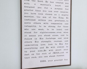 MY COURAGEOUS SON - wooden framed sign | boys bedroom sign | nursery | wall plaque | solid wood wall decor | Christian sign (shown 24x36)