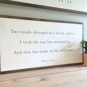 ROAD LESS TRAVELED 12&quot; x 23&quot; Robert Frost poem | rustic wall decor | wooden wall plaque | urban farmhouse sign | wood sign