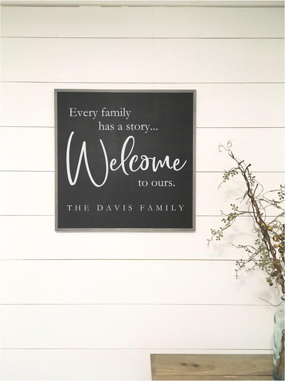 PERSONALIZED! WELCOME to our STORY sign 2'X2' | wooden wall plaque | shabby chic farmhouse décor | framed wall art | family entry sign