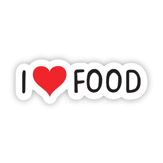 I LOVE FOOD vinyl sticker | water bottle sticker, thermos sticker, laptop sticker, journal sticker, foodie sticker, baker gift, chef gift