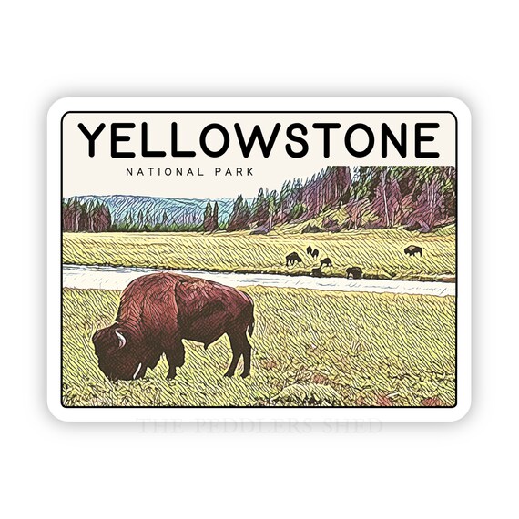 YELLOWSTONE National Park vinyl sticker | laptop decal, water bottle thermos sticker, tumbler sticker, hydro flask sticker, car decal