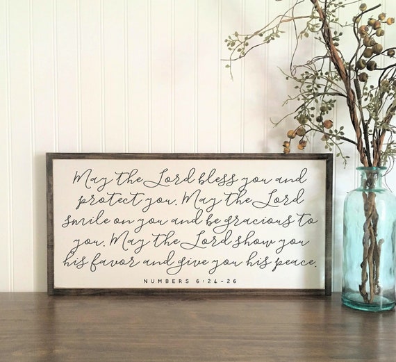 THRESHOLD BLESSING 1X2 sign | Scripture wall art | May the Lord bless you | farmhouse inspired rustic home decor | Number 6:24-26 verse