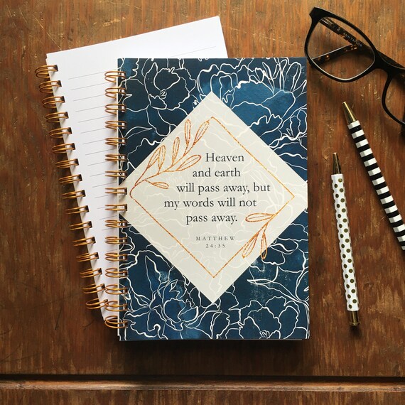 ETERNAL WORDS Journal | 5.5" x 8.5" | perfect for journaling, sketching, writing, sermon notes | soft cover spiral notebook | Matthew 24:35