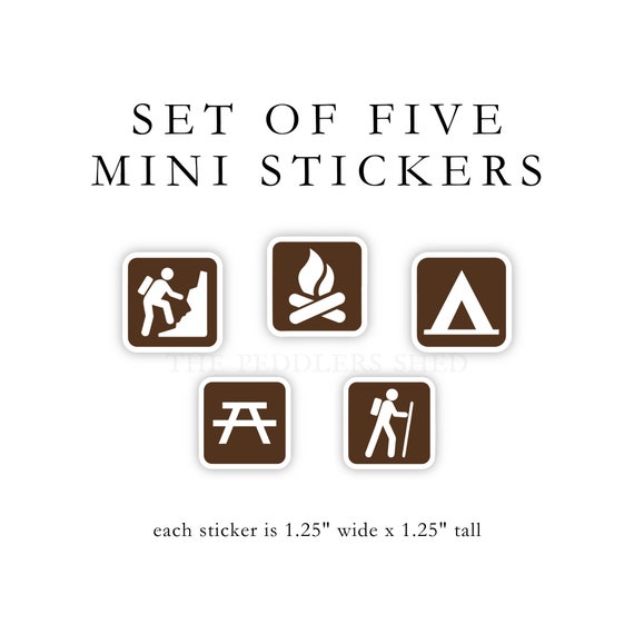 SET OF FIVE national park forest signs - vinyl stickers | 5 stickers | laptop stickers, yeti stickers, hydroflask stickers, e-reader decal