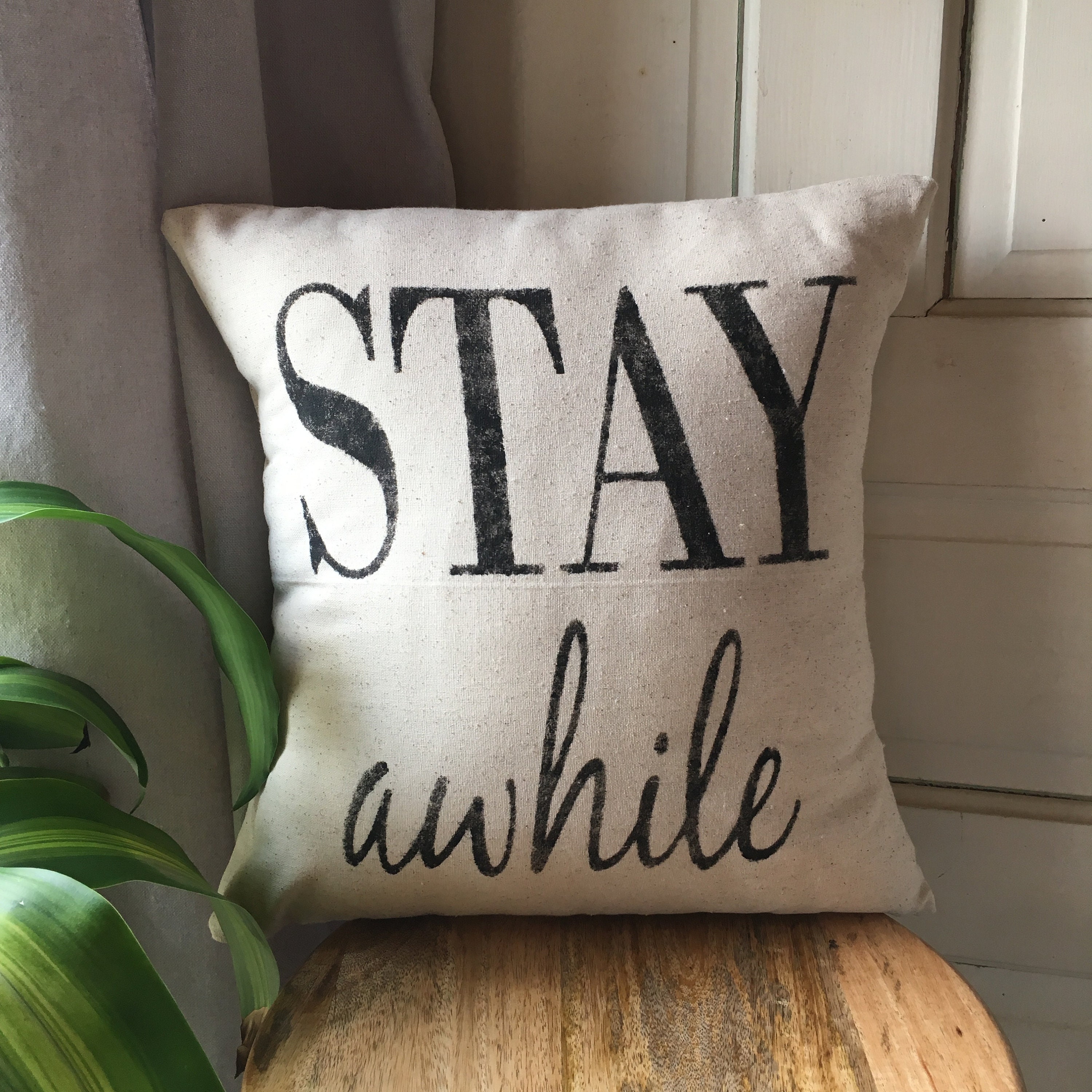 READY TO SHIP! Farmhouse Throw Pillow handpainted decorative pillow