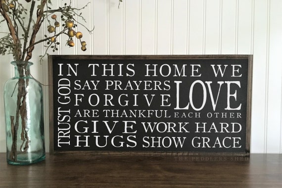 IN THIS HOME sign 12"X24" | solid wood sign | realtor gift | housewarming gift | farmhouse style wall décor | family sign