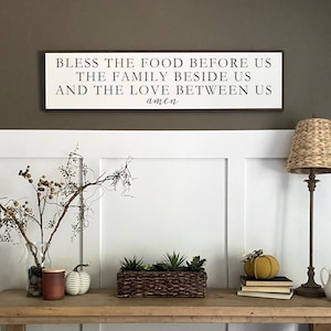 BLESSING PRAYER wood sign | shabby chic wooden signs | painted farmhouse wall art | Bless The Food Sign | Dining Room Sign | Kitchen Sign