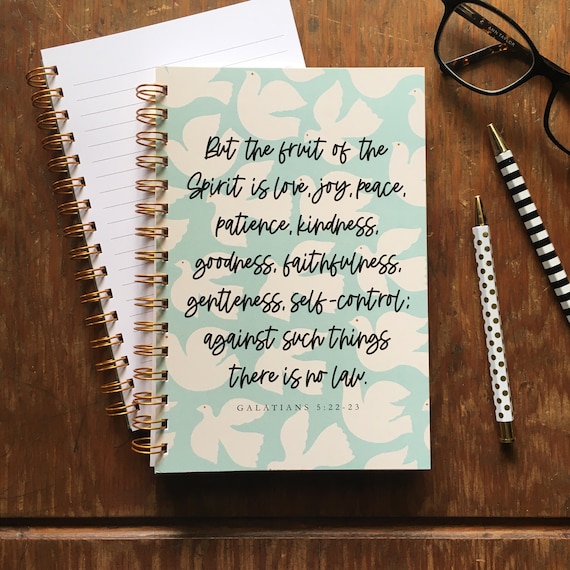 FRUIT OF the SPIRIT Journal | 5.5" x 8.5" | perfect for journaling, sketching, bible studies + sermon notes | soft cover spiral notebook