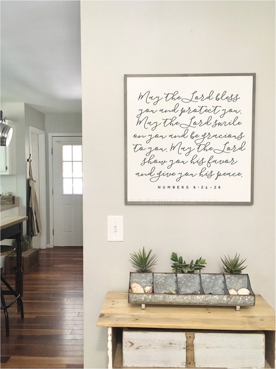 THRESHOLD BLESSING 24"X24" wood sign | Scripture wall art | May the Lord bless you | farmhouse inspired rustic home decor | Number 6:24-26