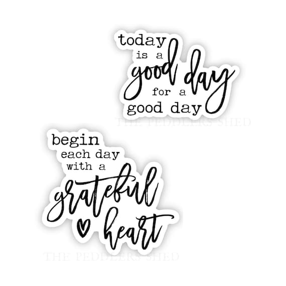 GOOD Day or GRATEFUL Heart vinyl sticker | scrapbook stickers, farmhouse style stickers, individual or set, hydroflask sticker, laptop decal