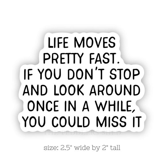 LIFE MOVES pretty fast vinyl sticker | 80s tv movie sticker, laptop decal, Ferris Buellers Day Off, thermos sticker, hydroflask sticker