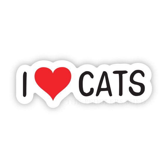 I LOVE CATS vinyl sticker | water bottle sticker, thermos sticker, laptop sticker, journal sticker, cat person sticker, crazy cat lady decal