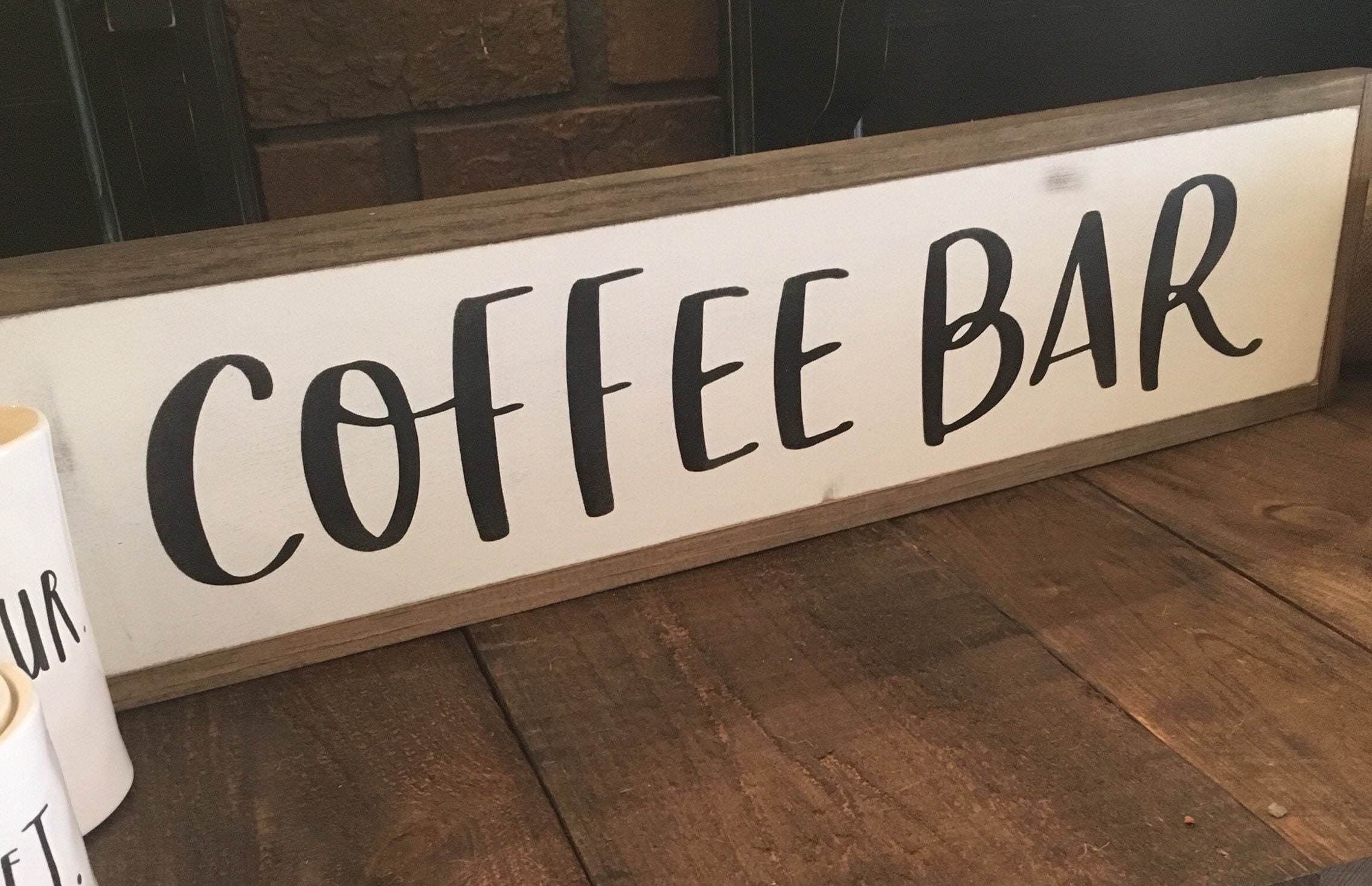 COFFEE BAR sign 6x24 distressed shabby chic wooden sign painted