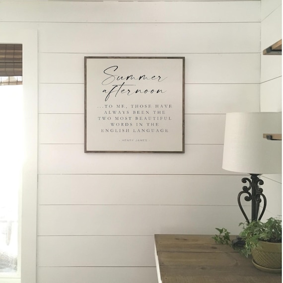 SUMMER AFTERNOON 2'X2' sign | Henry James quote | distressed painted wall plaque | shabby chic farmhouse decor | framed wall art